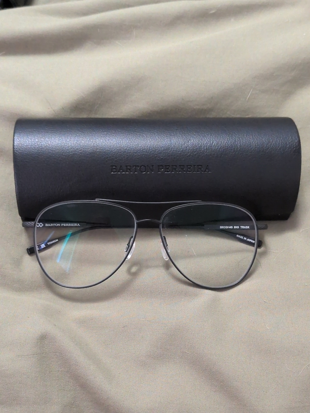 Barton Perreira Black Leather Eyewear Case